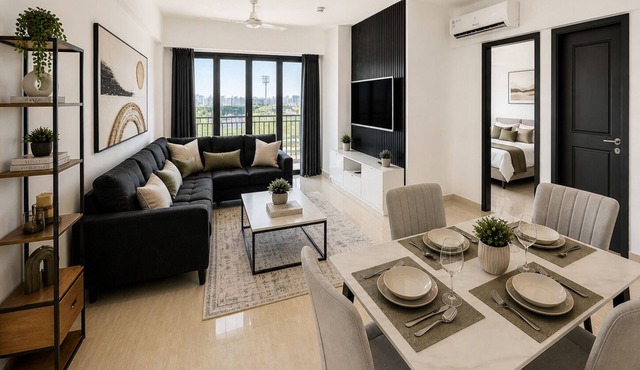 Luxury 2BR Residence + Pool & Gym- Near Beach & Airport