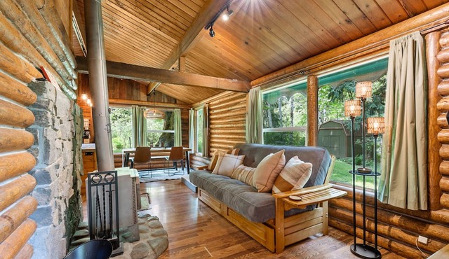 The Lily Pad - rustic cabin for 2+pets, mountain view, river access in Gold Bar